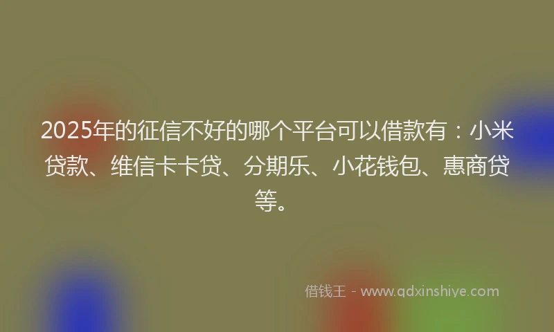 2025年的征信不好的哪个平台可以借款有：小米贷款、维信卡卡贷、分期乐、小花钱包、惠商贷等。