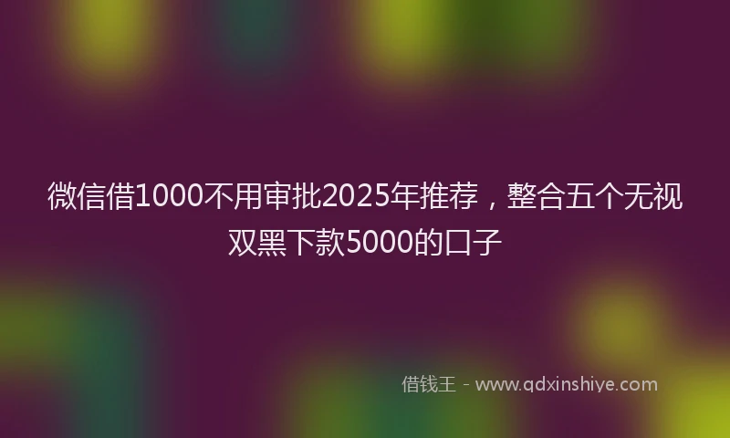 微信借1000不用审批2025年推荐，整合五个无视双黑下款5000的口子