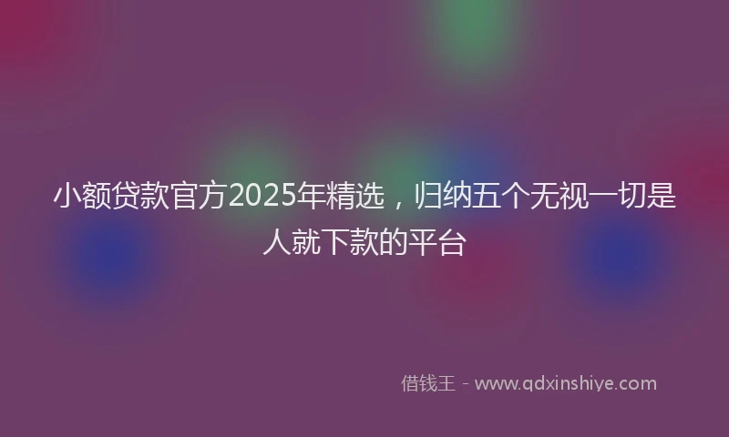 小额贷款官方2025年精选，归纳五个无视一切是人就下款的平台