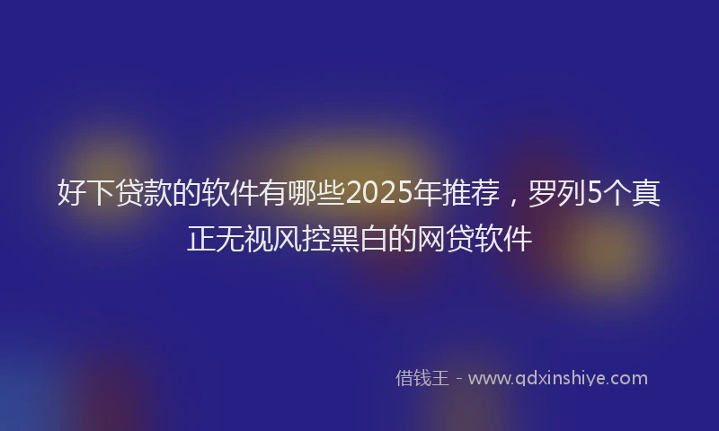 好下贷款的软件有哪些2025年推荐，罗列5个真正无视风控黑白的网贷软件