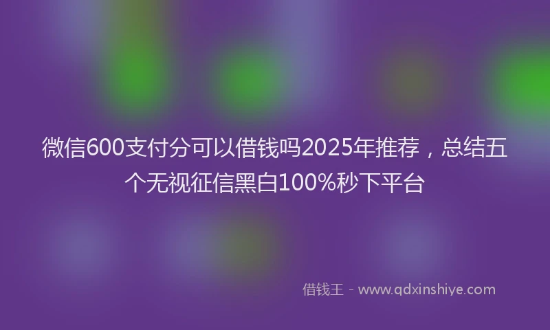 微信600支付分可以借钱吗2025年推荐，总结五个无视征信黑白100%秒下平台