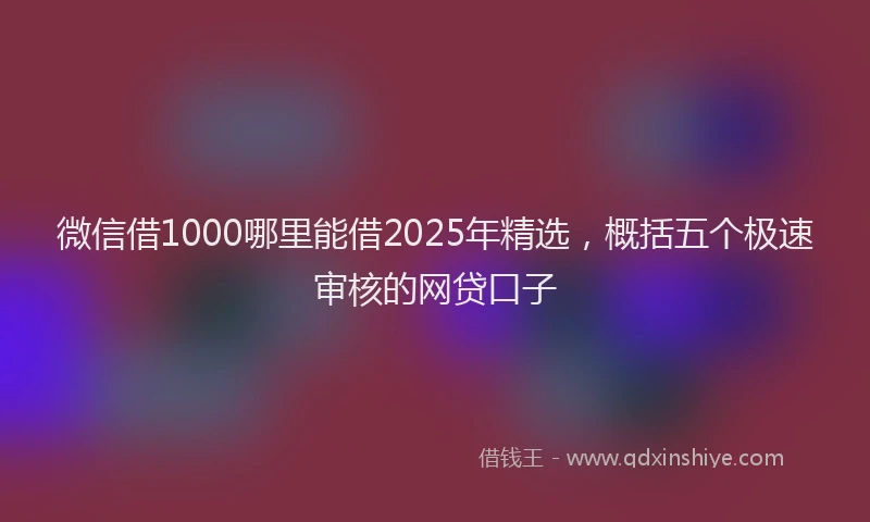 微信借1000哪里能借2025年精选，概括五个极速审核的网贷口子