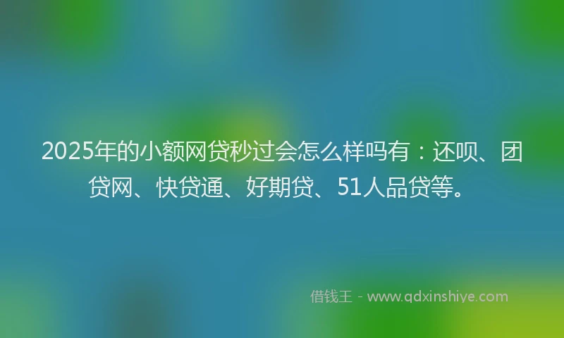 2025年的小额网贷秒过会怎么样吗有：还呗、团贷网、快贷通、好期贷、51人品贷等。