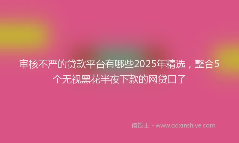 审核不严的贷款平台有哪些2025年精选，整合5个无视黑花半夜下款的网贷口子