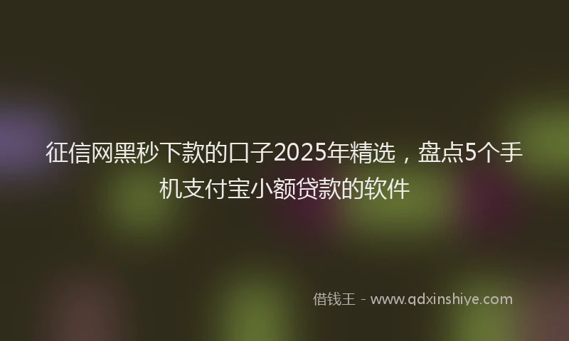 征信网黑秒下款的口子2025年精选，盘点5个手机支付宝小额贷款的软件