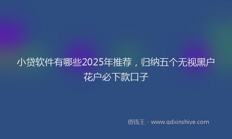 小贷软件有哪些2025年推荐，归纳五个无视黑户花户必下款口子