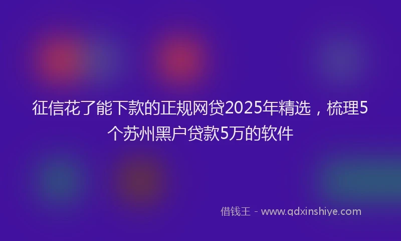 征信花了能下款的正规网贷2025年精选，梳理5个苏州黑户贷款5万的软件