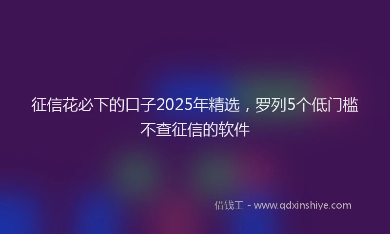 征信花必下的口子2025年精选，罗列5个低门槛不查征信的软件