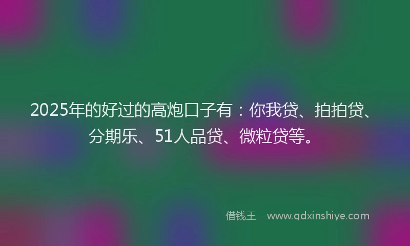 2025年的好过的高炮口子有：你我贷、拍拍贷、分期乐、51人品贷、微粒贷等。