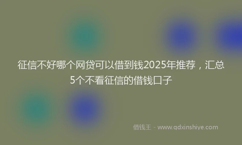 征信不好哪个网贷可以借到钱2025年推荐，汇总5个不看征信的借钱口子