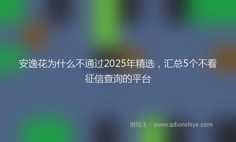 安逸花为什么不通过2025年精选，汇总5个不看征信查询的平台