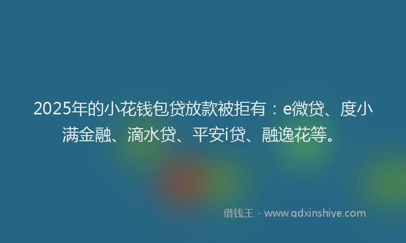 2025年的小花钱包贷放款被拒有：e微贷、度小满金融、滴水贷、平安i贷、融逸花等。