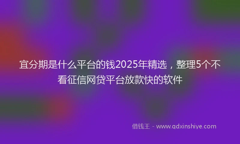 宜分期是什么平台的钱2025年精选，整理5个不看征信网贷平台放款快的软件