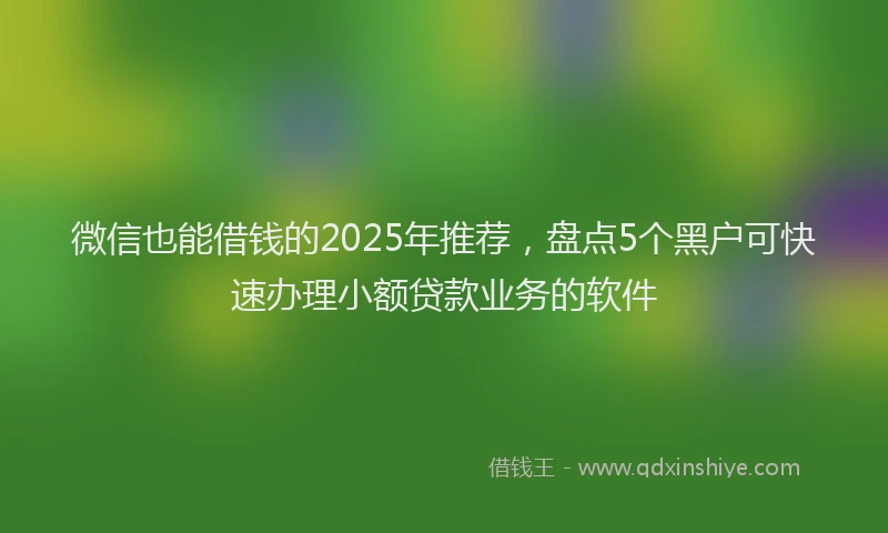 微信也能借钱的2025年推荐，盘点5个黑户可快速办理小额贷款业务的软件