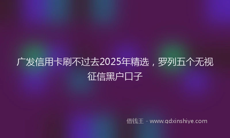 广发信用卡刷不过去2025年精选，罗列五个无视征信黑户口子