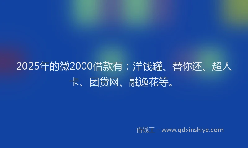 2025年的微2000借款有：洋钱罐、替你还、超人卡、团贷网、融逸花等。