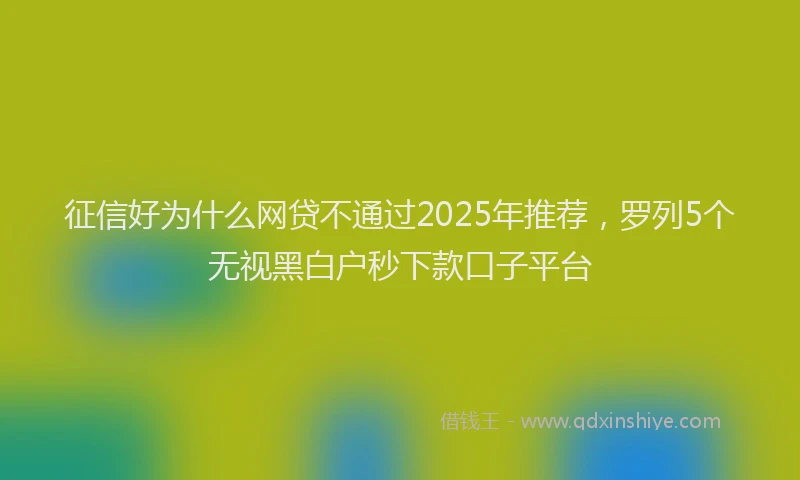 征信好为什么网贷不通过2025年推荐，罗列5个无视黑白户秒下款口子平台