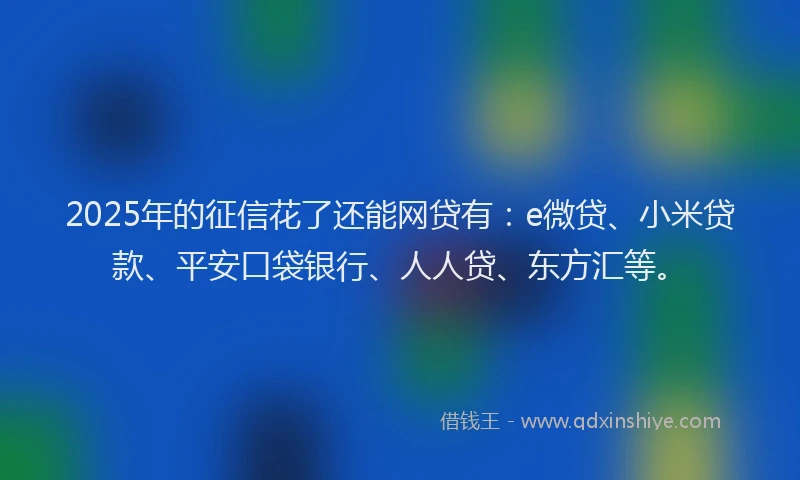 2025年的征信花了还能网贷有：e微贷、小米贷款、平安口袋银行、人人贷、东方汇等。
