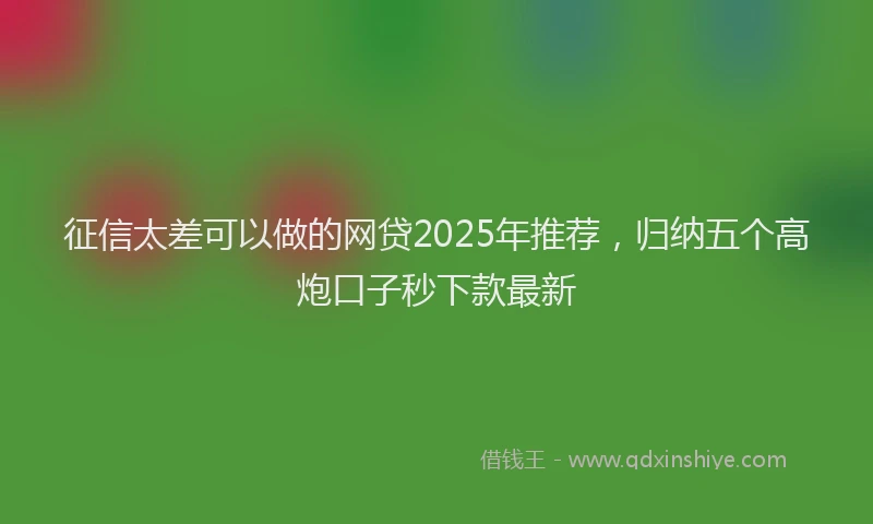 征信太差可以做的网贷2025年推荐，归纳五个高炮口子秒下款最新