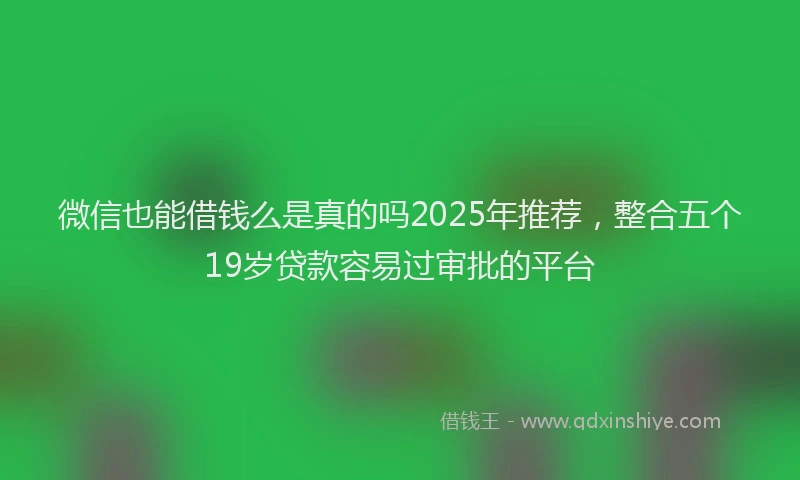 微信也能借钱么是真的吗2025年推荐，整合五个19岁贷款容易过审批的平台