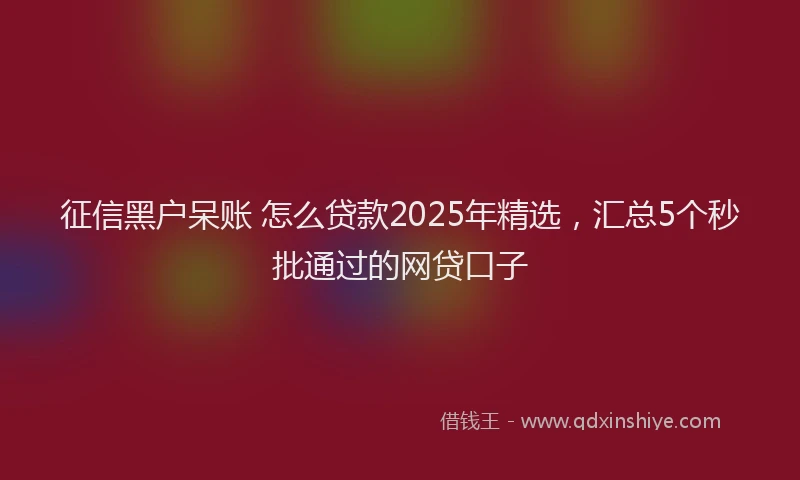 征信黑户呆账 怎么贷款2025年精选，汇总5个秒批通过的网贷口子