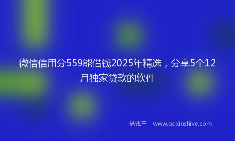 微信信用分559能借钱2025年精选，分享5个12月独家贷款的软件