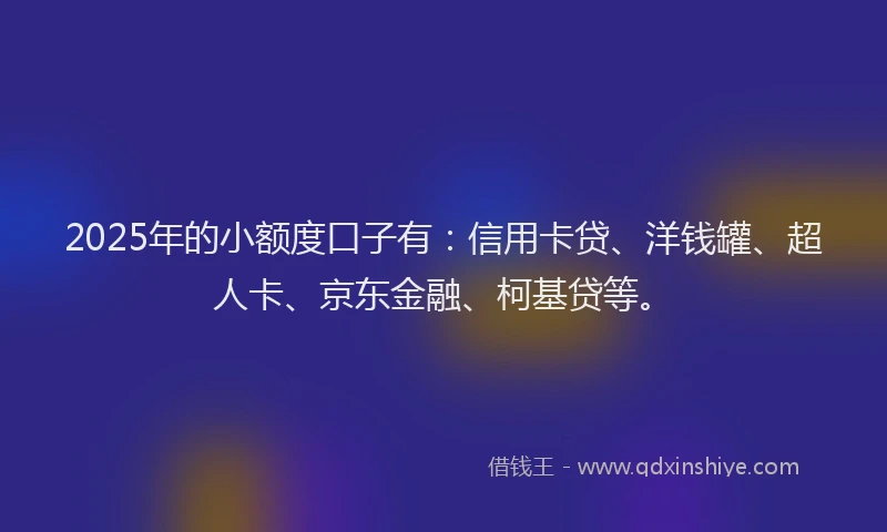 2025年的小额度口子有：信用卡贷、洋钱罐、超人卡、京东金融、柯基贷等。