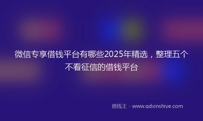 微信专享借钱平台有哪些2025年精选，整理五个不看征信的借钱平台