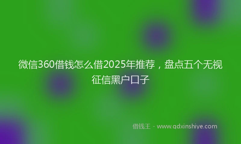 微信360借钱怎么借2025年推荐，盘点五个无视征信黑户口子