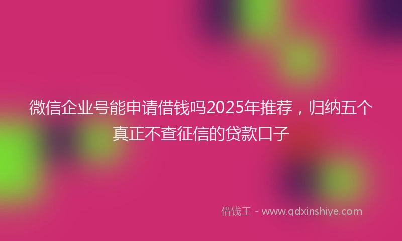 微信企业号能申请借钱吗2025年推荐，归纳五个真正不查征信的贷款口子