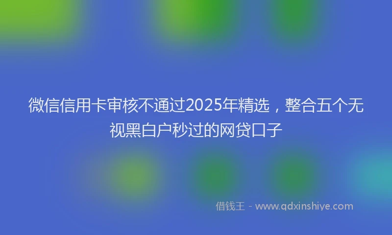 微信信用卡审核不通过2025年精选，整合五个无视黑白户秒过的网贷口子