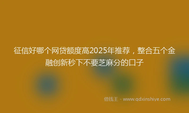 征信好哪个网贷额度高2025年推荐，整合五个金融创新秒下不要芝麻分的口子