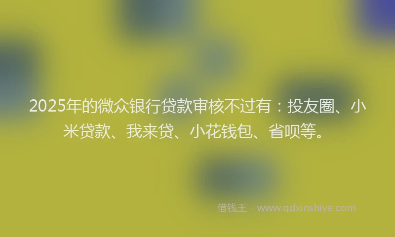 2025年的微众银行贷款审核不过有：投友圈、小米贷款、我来贷、小花钱包、省呗等。