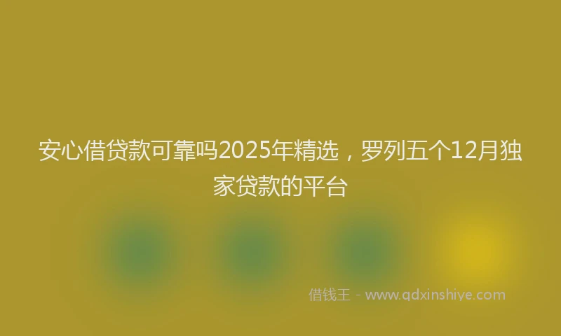 安心借贷款可靠吗2025年精选，罗列五个12月独家贷款的平台