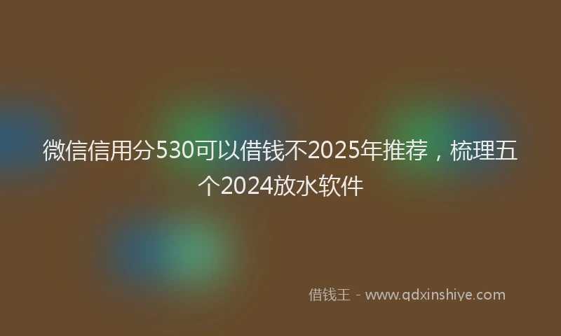 微信信用分530可以借钱不2025年推荐，梳理五个2024放水软件