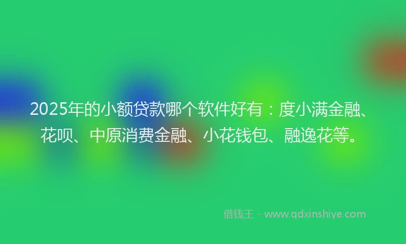 2025年的小额贷款哪个软件好有：度小满金融、花呗、中原消费金融、小花钱包、融逸花等。