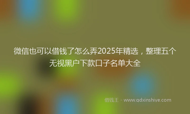 微信也可以借钱了怎么弄2025年精选，整理五个无视黑户下款口子名单大全