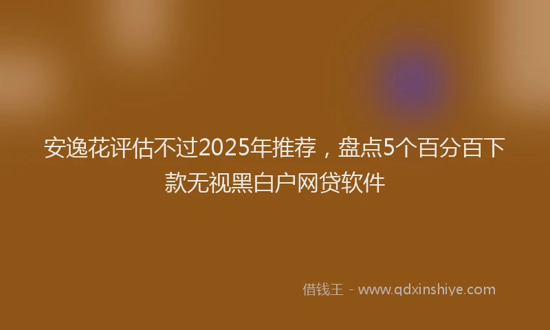 安逸花评估不过2025年推荐，盘点5个百分百下款无视黑白户网贷软件