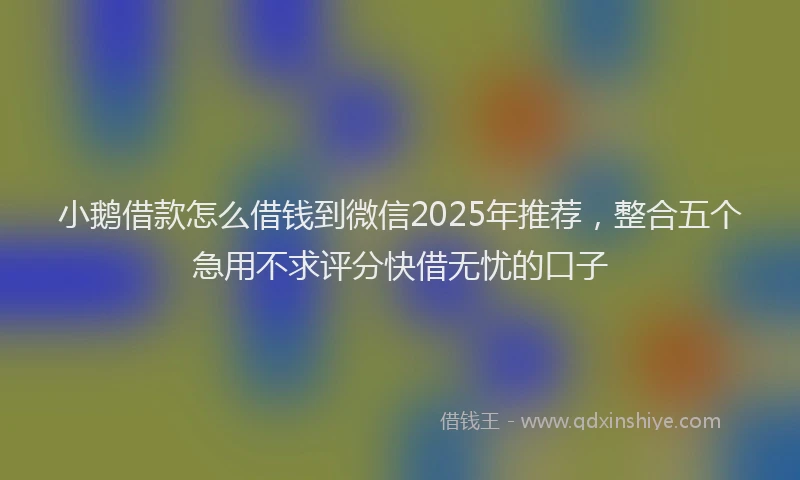小鹅借款怎么借钱到微信2025年推荐，整合五个急用不求评分快借无忧的口子