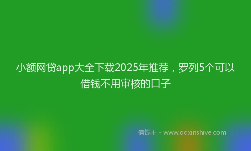小额网贷app大全下载2025年推荐，罗列5个可以借钱不用审核的口子