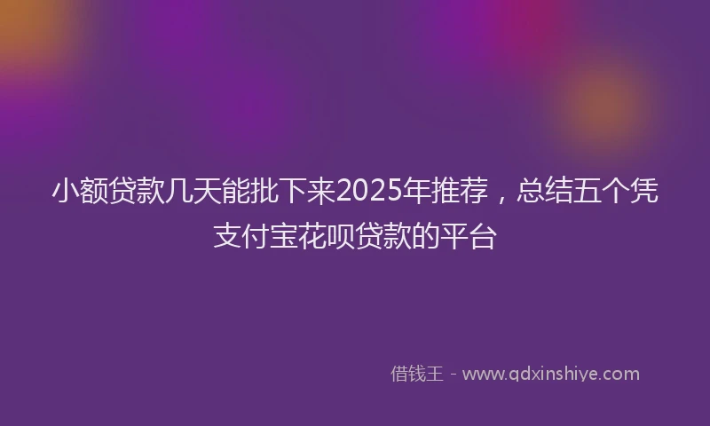 小额贷款几天能批下来2025年推荐，总结五个凭支付宝花呗贷款的平台