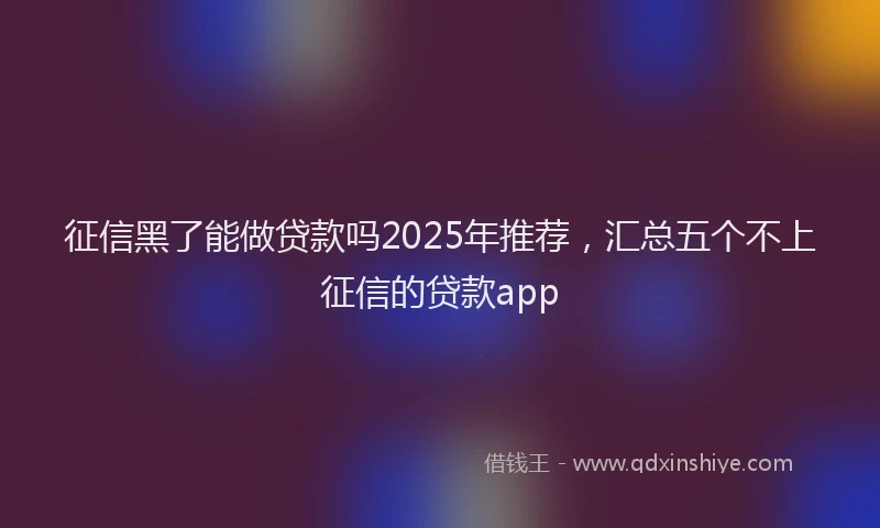 征信黑了能做贷款吗2025年推荐，汇总五个不上征信的贷款app