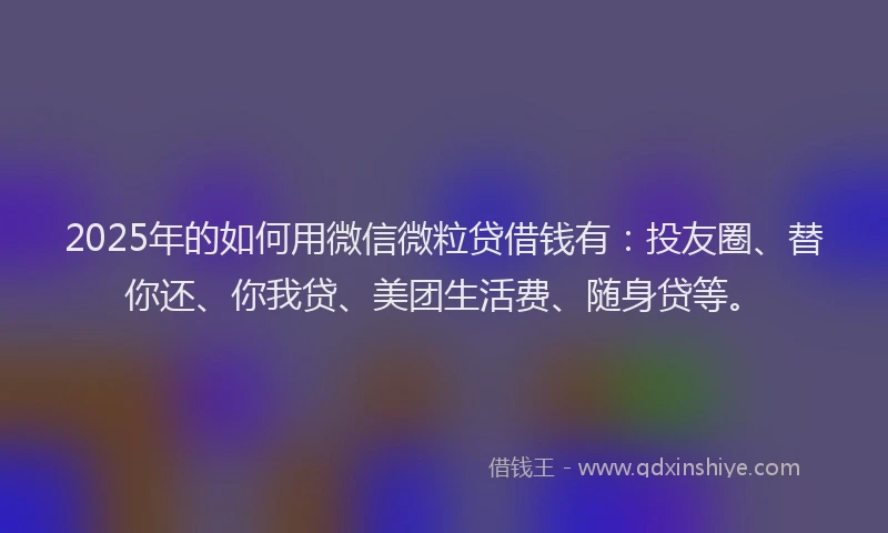 2025年的如何用微信微粒贷借钱有：投友圈、替你还、你我贷、美团生活费、随身贷等。