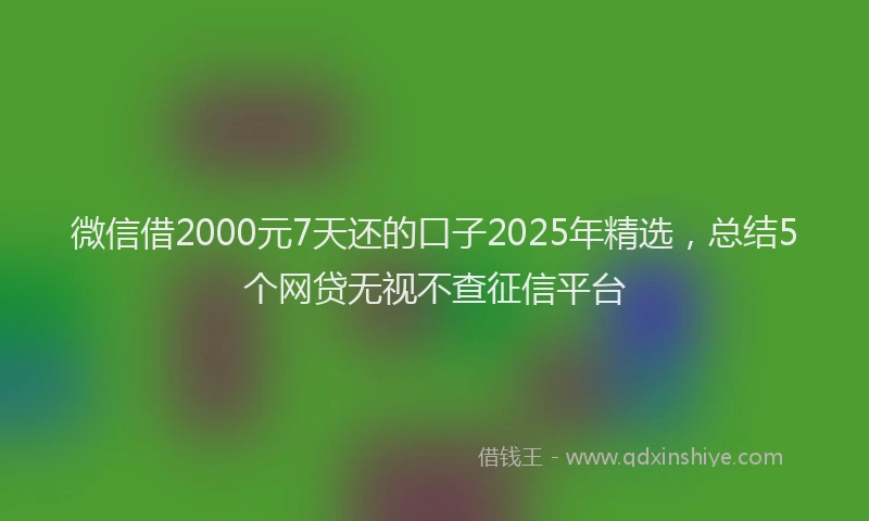 微信借2000元7天还的口子2025年精选，总结5个网贷无视不查征信平台