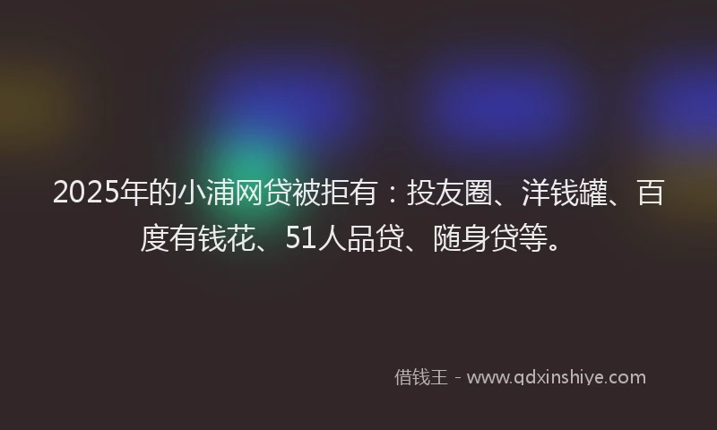 2025年的小浦网贷被拒有：投友圈、洋钱罐、百度有钱花、51人品贷、随身贷等。
