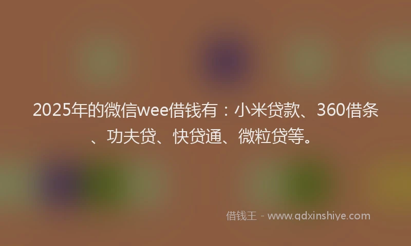 2025年的微信wee借钱有：小米贷款、360借条、功夫贷、快贷通、微粒贷等。