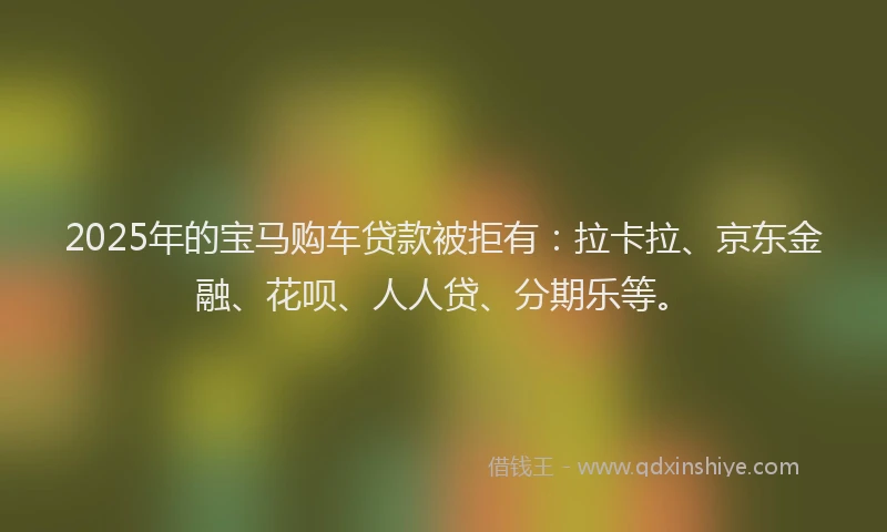 2025年的宝马购车贷款被拒有：拉卡拉、京东金融、花呗、人人贷、分期乐等。