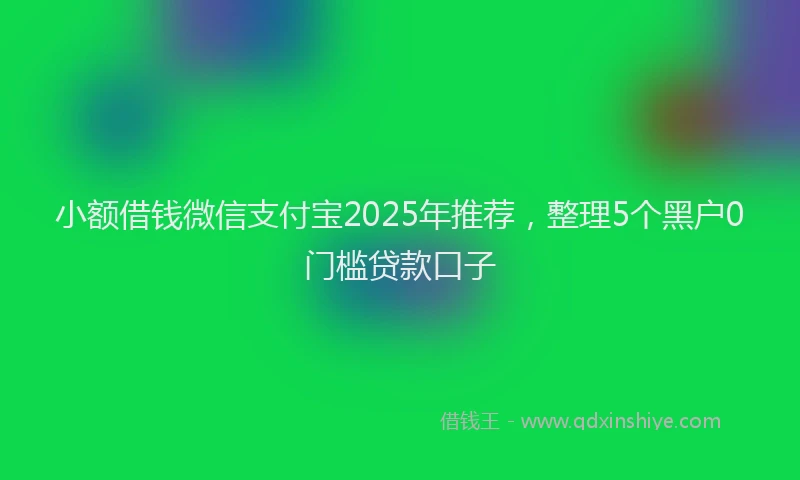 小额借钱微信支付宝2025年推荐，整理5个黑户0门槛贷款口子