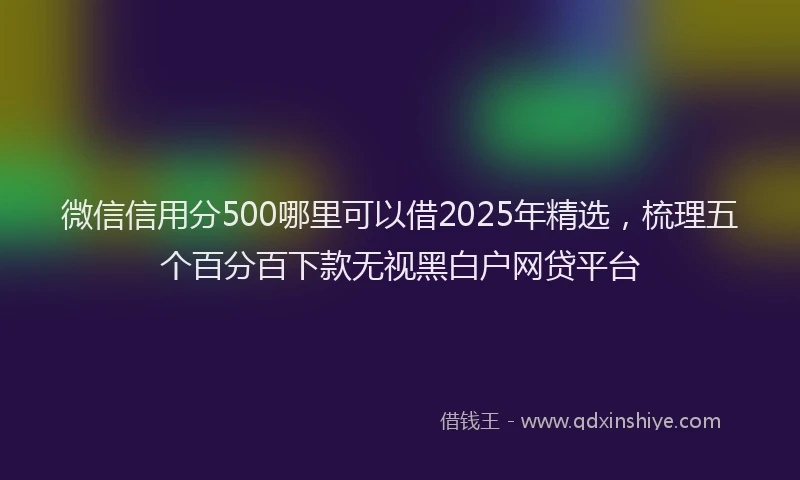 微信信用分500哪里可以借2025年精选，梳理五个百分百下款无视黑白户网贷平台
