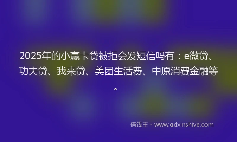 2025年的小赢卡贷被拒会发短信吗有：e微贷、功夫贷、我来贷、美团生活费、中原消费金融等。